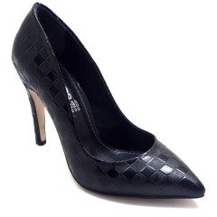 237-SR Desenli Sivri Uç Model Kadın Stiletto - Siyah