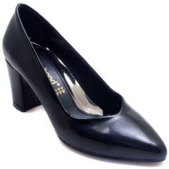 946-CB Parlak Sivri Uç Model Kadın Stiletto - Siyah