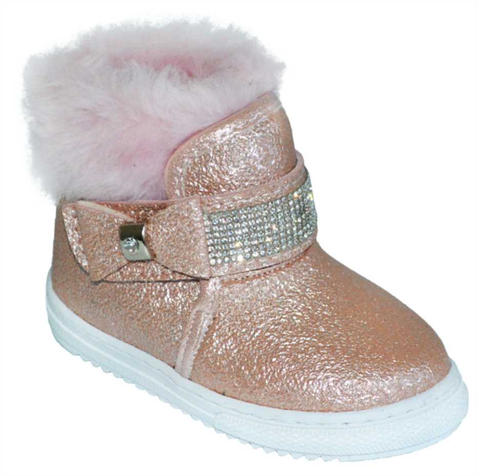 kürklü kışlık bebe botu - pembe