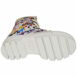 Desenli Filet Bot - Krem/Multicolor
