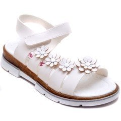 SG-877 Kız Çocuk Filet Sandalet - Beyaz