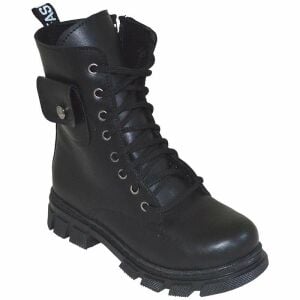 Desenli Filet Outdoor Deri Bot - Siyah