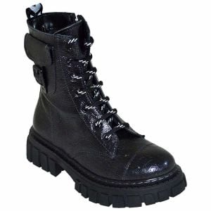 Desenli Filet Outdoor Deri Bot - Siyah