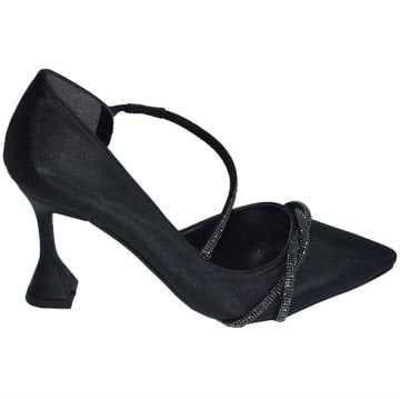 Kadın Sivri Uç Model İnce Topuk Stiletto - Siyah