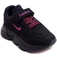 TFE-265 Çocuk Patik Spor Ayakkabı - Siyah/Pembe